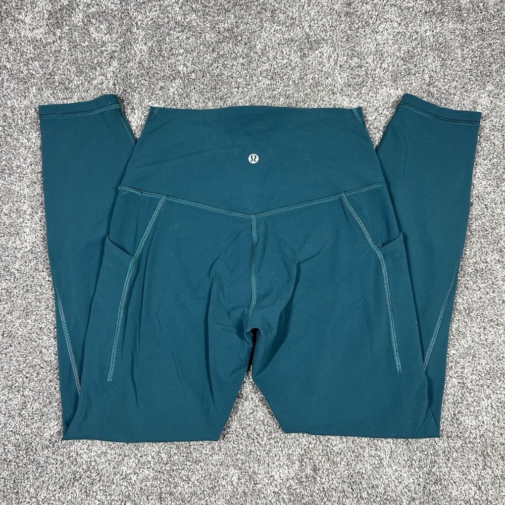 Lululemon Align HR Pant Pockets Women 6 Dark Teal Blue Nulu 25" Leggings Yoga